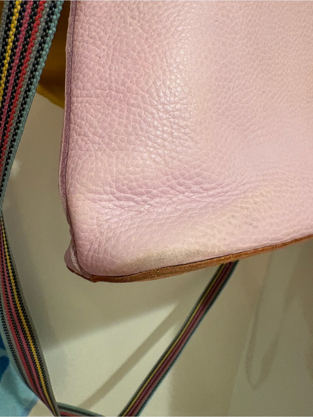Consuela | Leather Crossbody with Striped Strap - Picture 9 of 17